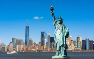 Graphic with NYC and statue of liberty